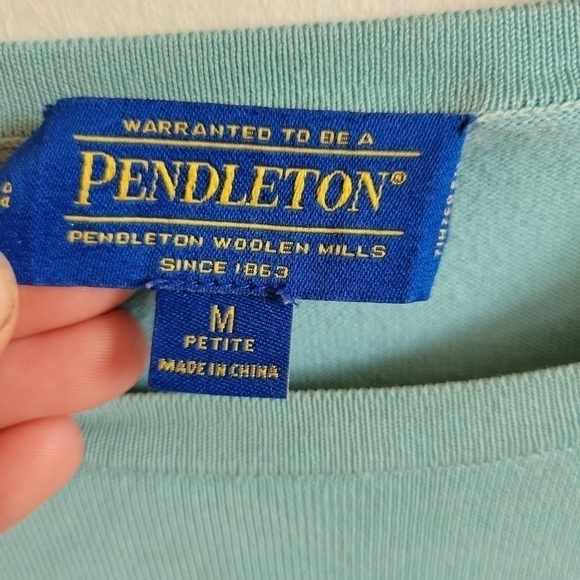 PENDLETON Long Sleeve Shirt Teal Green Blue Medium - Picture 5 of 7